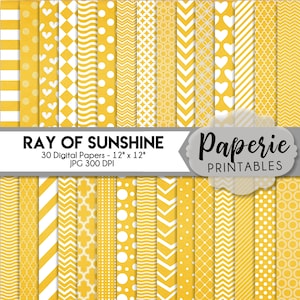 Yellow & White Pattern Digital Paper - 12x12 Digital Scrapbooking Paper - 30 Papers - Yellow Lattice Scrapbook Paper - Instant Download -
