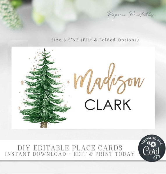 Editable Christmas Place Cards Holiday Place Cards Christmas | Etsy