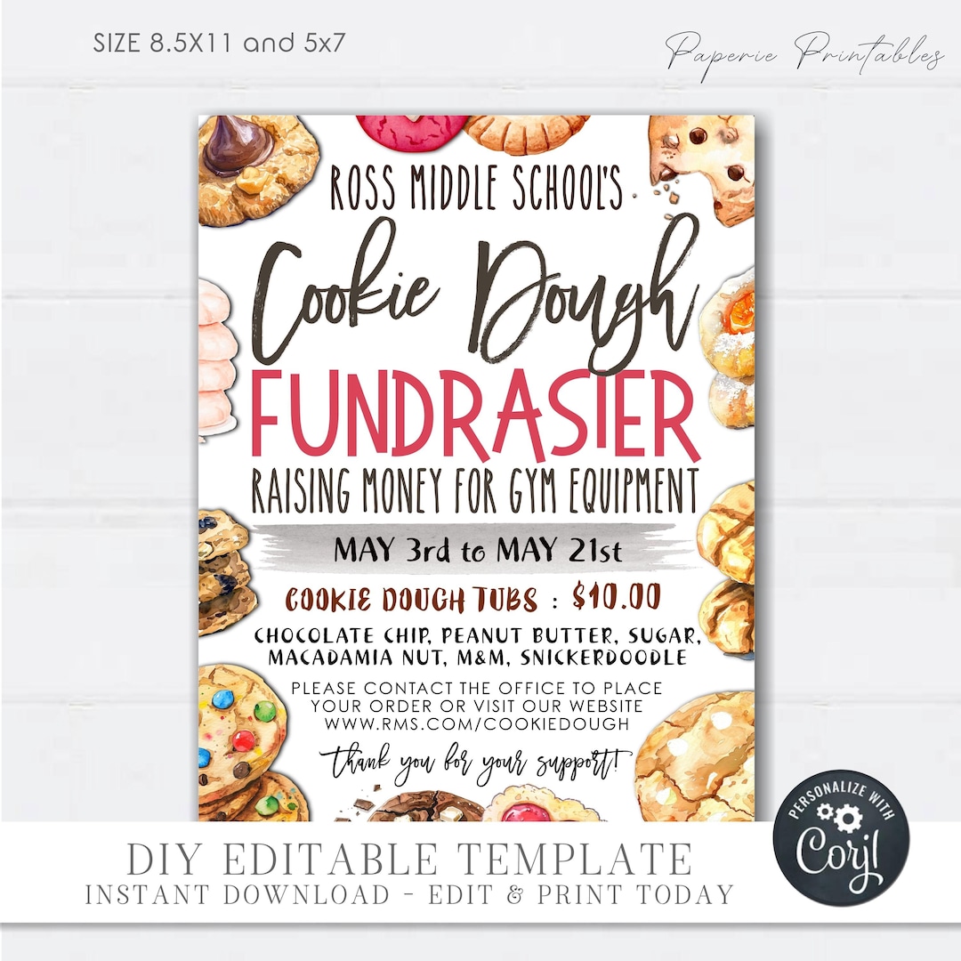 EDITABLE Cookie Dough Fundraising Flyer, Fundraising Cookie Dough Flyer