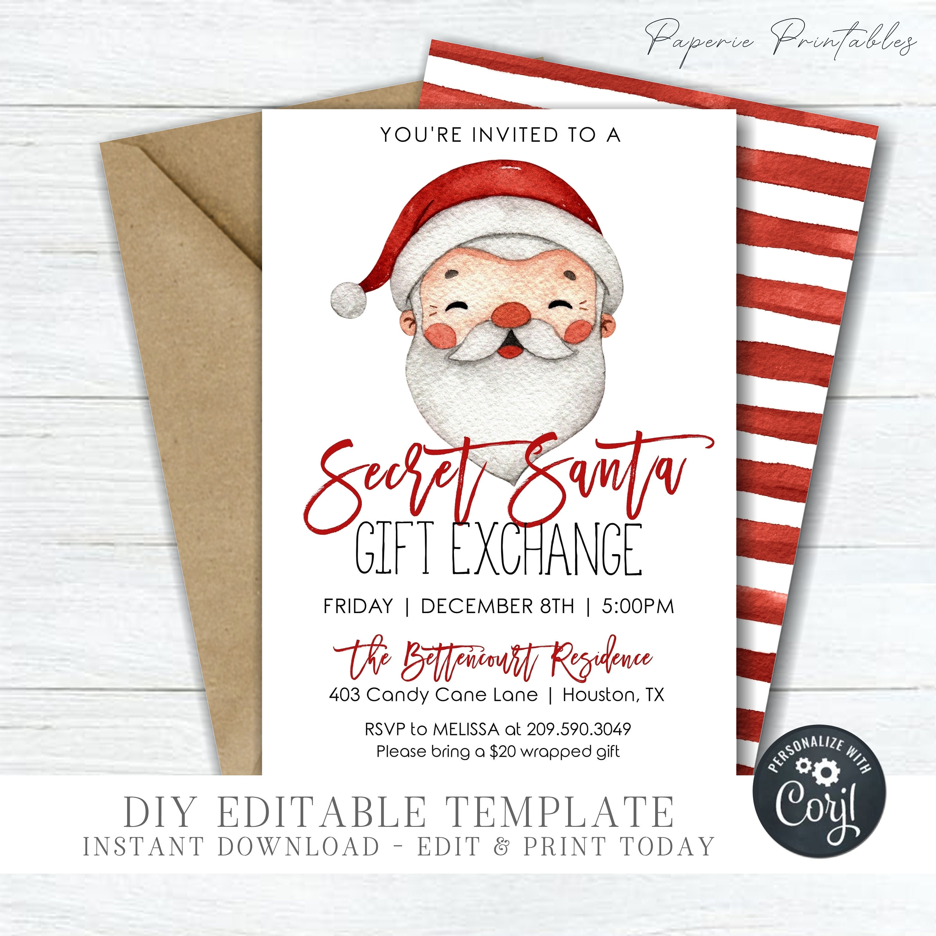 EDITABLE Secret Santa Gift Exchange Invitation Secret Santa Etsy EDITABLE Secret Santa Gift Exchange Invitation Secret Santa Etsy