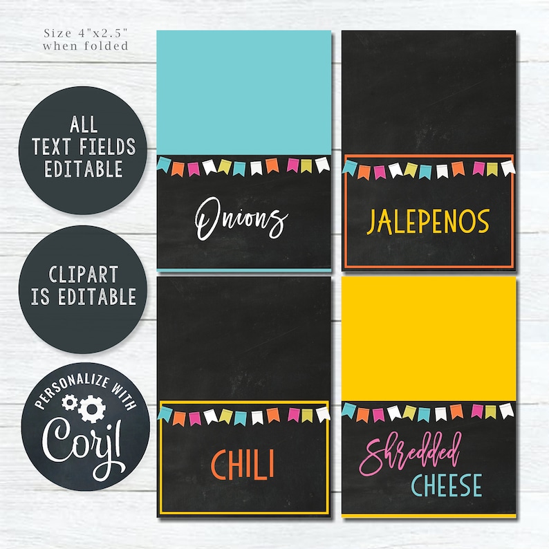 EDITABLE Birthday Party Food Tent Labels Chalkboard Food Etsy
