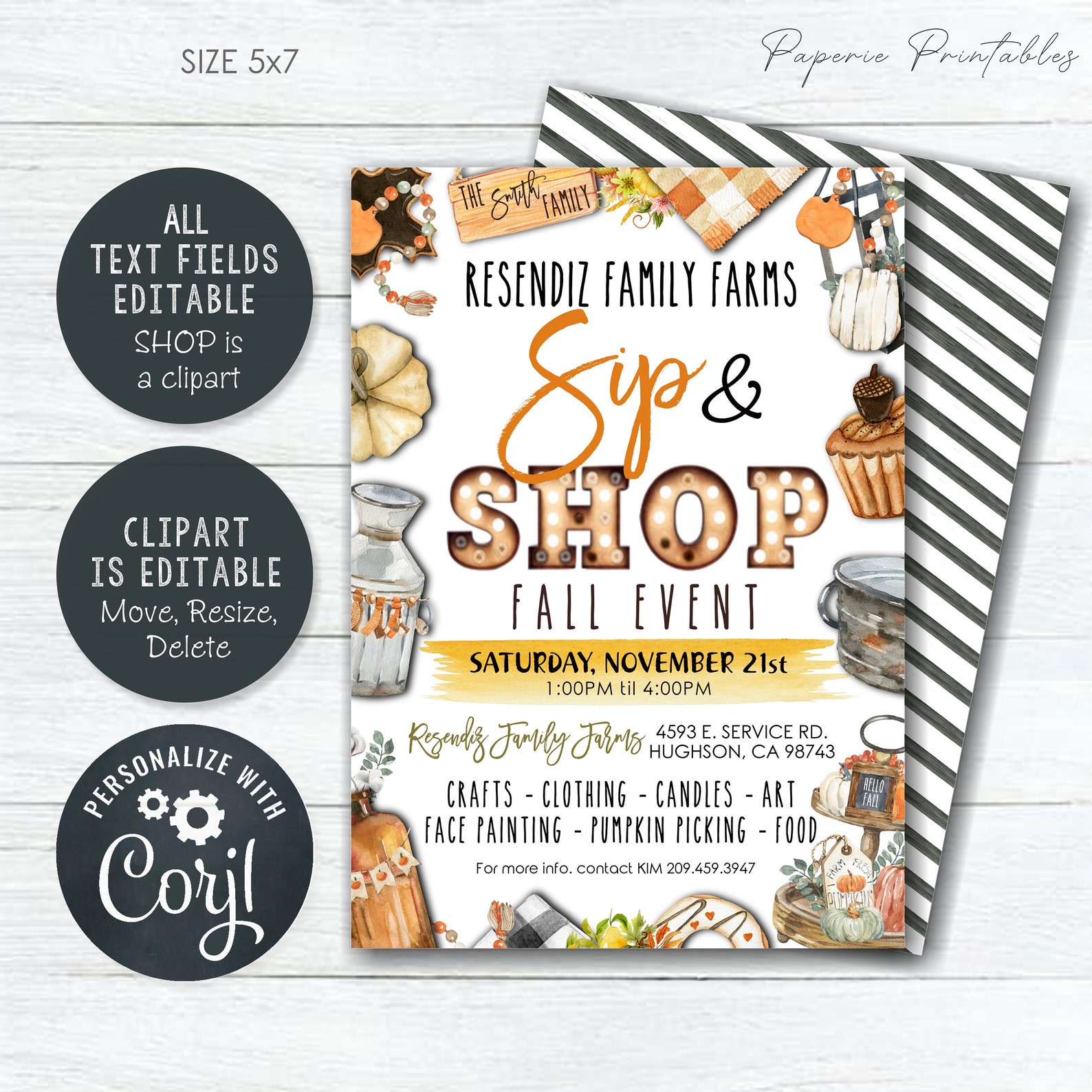 EDITABLE Fall Sip and Shop Flyer Sip and Shop Flyer - Etsy