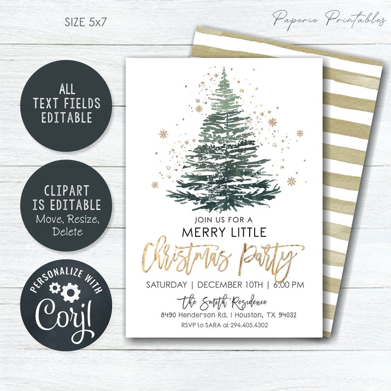 EDITABLE A Merry Little Christmas Party Invitation Template - Etsy