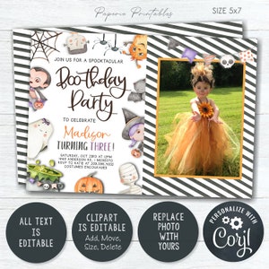 EDITABLE Halloween Birthday Invitation, Boo Halloween Birthday, Siblings Halloween Invitation, Boo-thday Party, DIY with Corjl BP129 5 image 7