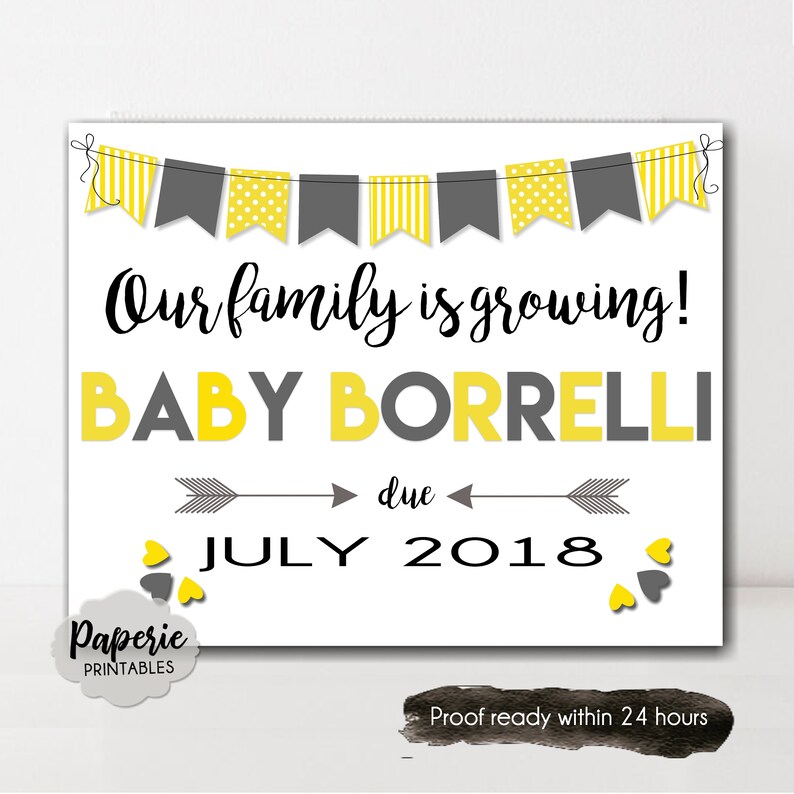 Pregnancy Reveal Sign Our Family is Growing Pregnancy Announcement Sign \u2013 New Baby Pregnancy Reveal \u2013 Photo Prop \u2013 Printable \u2013 Baby Reveal