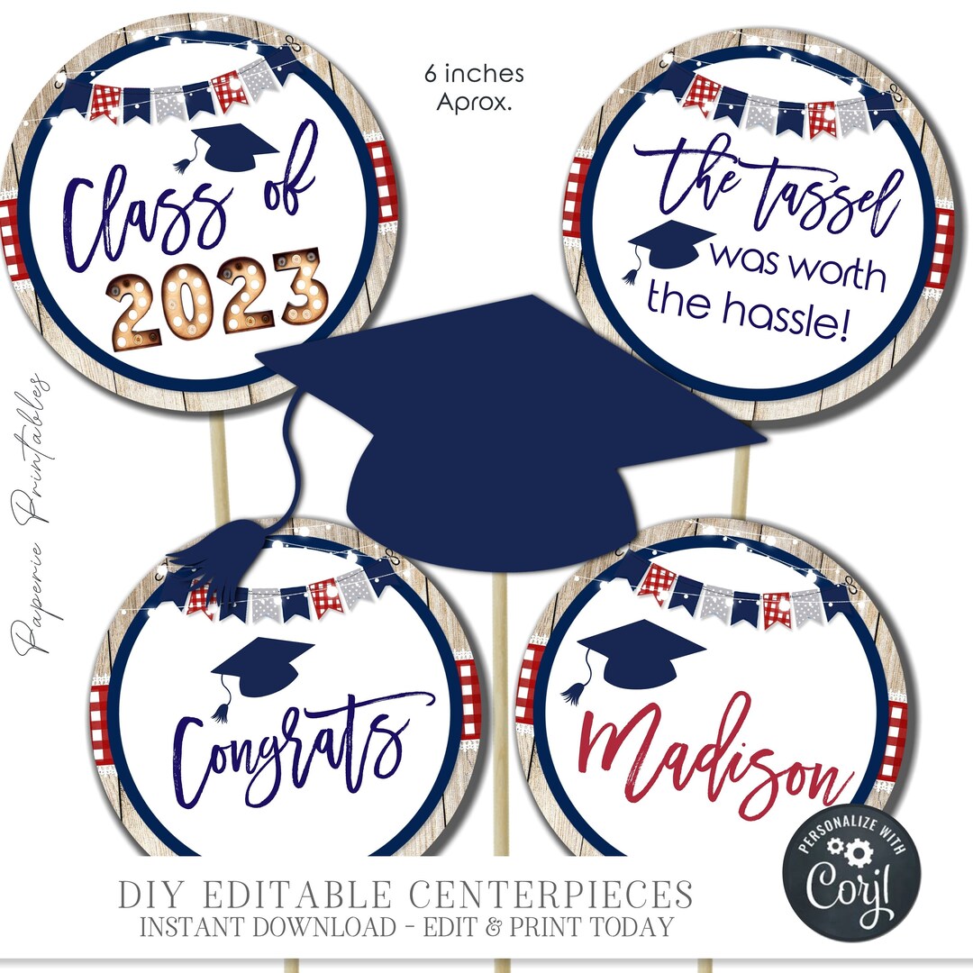 EDITABLE Graduation Decorations 2023, Class of 2023 Centerpiece