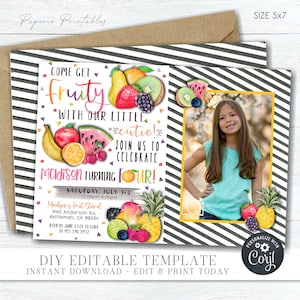 Editable Tutti Frutti Birthday Invitation: Summer Fruit Party (DIY) #BP136