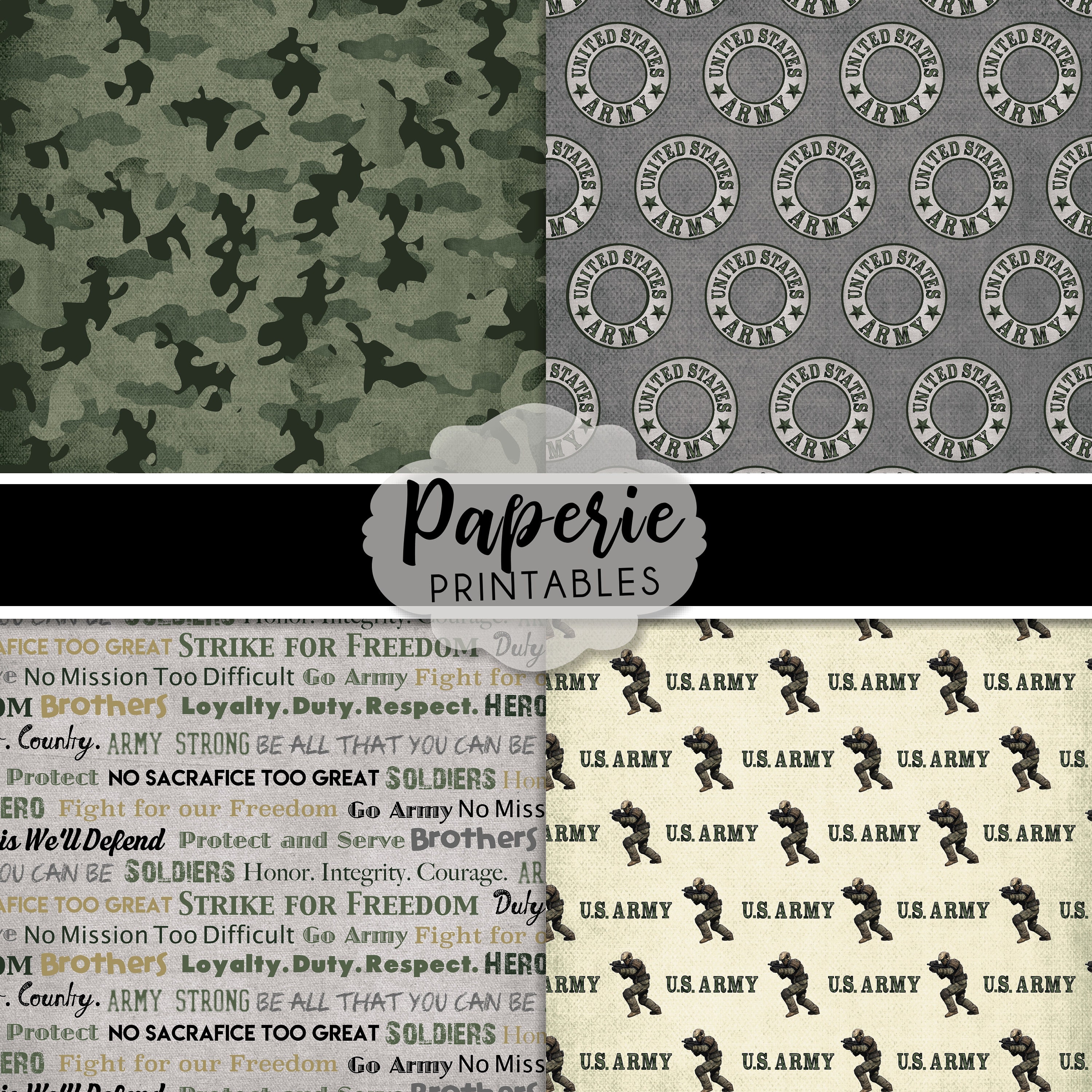 Army Camouflage Digital Paper Pack: Scrapbooking Clipart (digital ...
