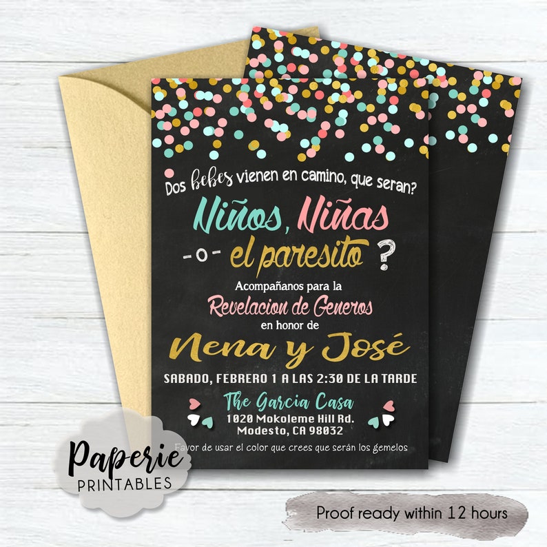 Spanish Gender Reveal Invitation Nino or Nina Gender Reveal Etsy