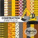 Construction Digital Paper - 12x12 Digital Scrapbooking Paper - 30 Papers - Construction Scrapbooking Paper - Clipart - Instant Download - 