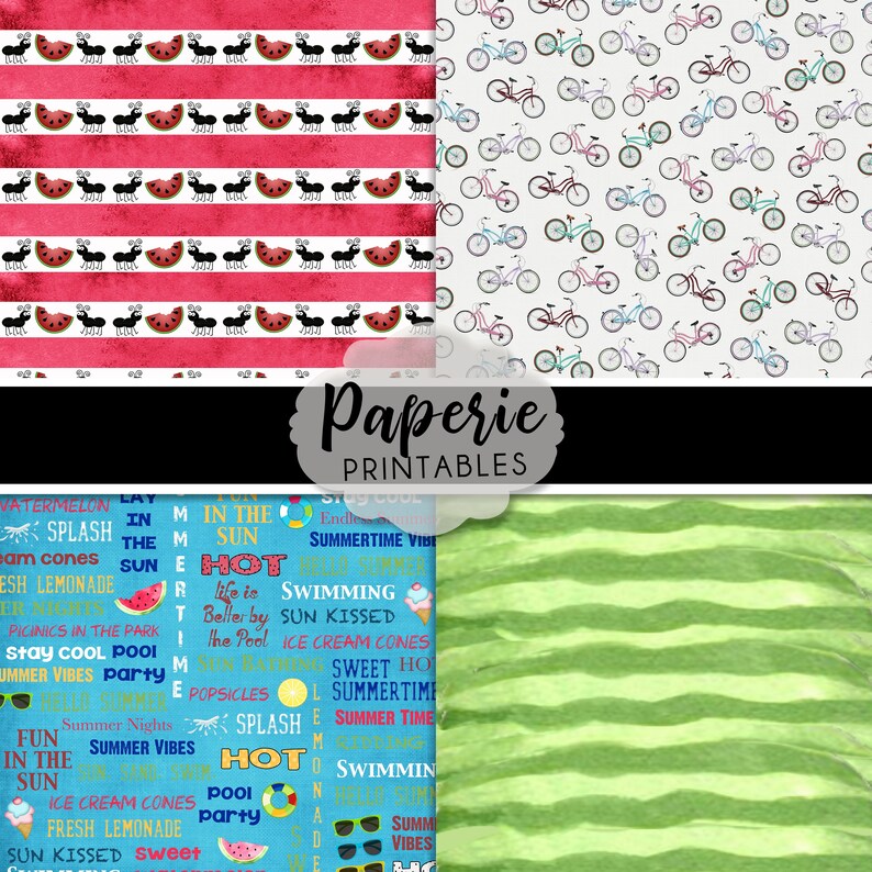 Hello Summer Digital Paper Pack: Scrapbook Clipart (8.5x11) (digital ...