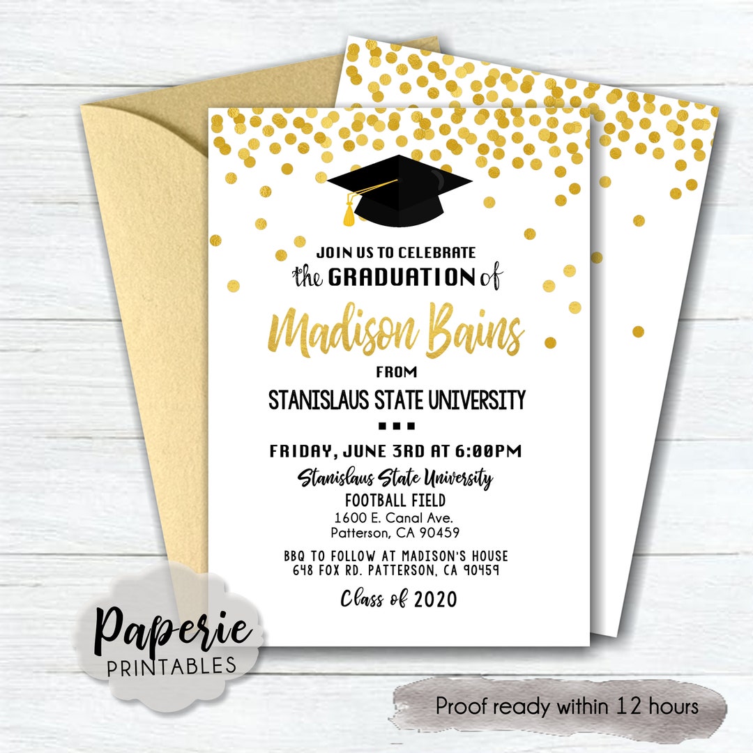 Graduation Party Invitation Graduation Ceremony Invitation Gold Foil