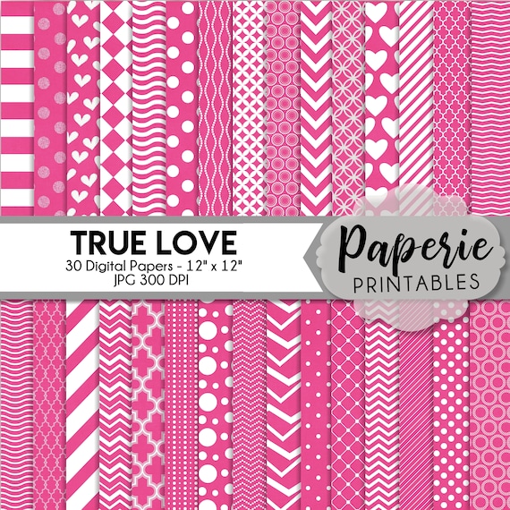 Pink & White Pattern Digital Paper 12x12 Digital Scrapbooking