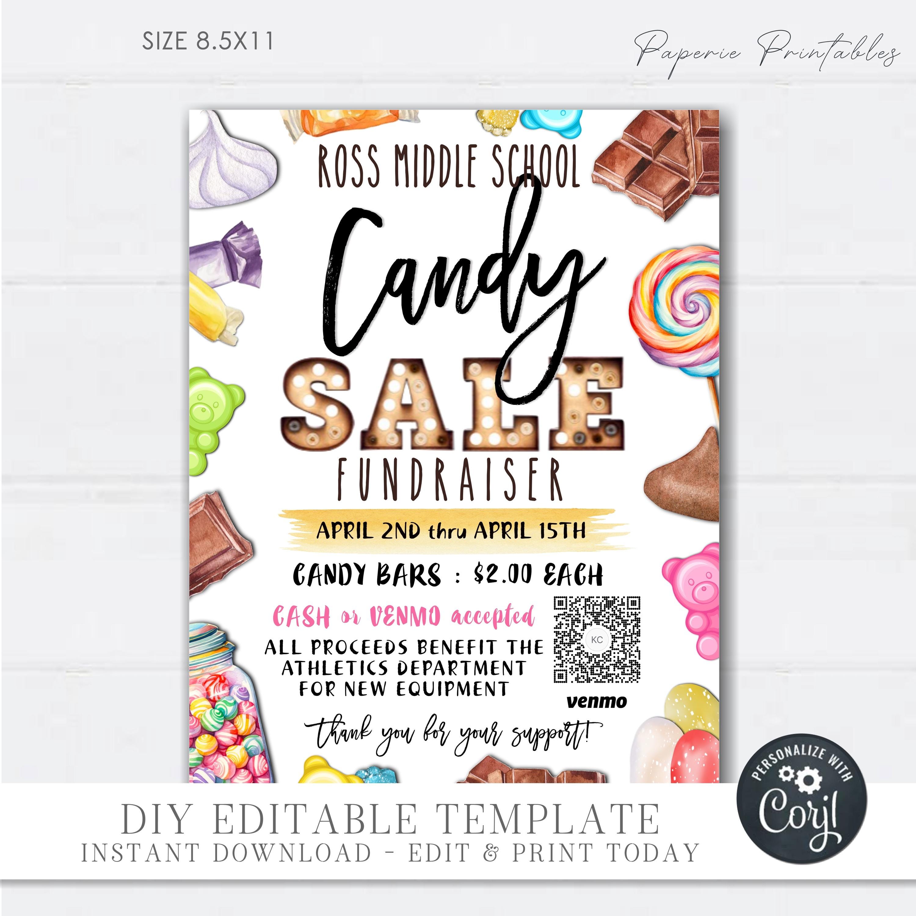 EDITABLE Candy Sale Fundraiser Flyer, Candy Sale Flyer, Fundraiser ...
