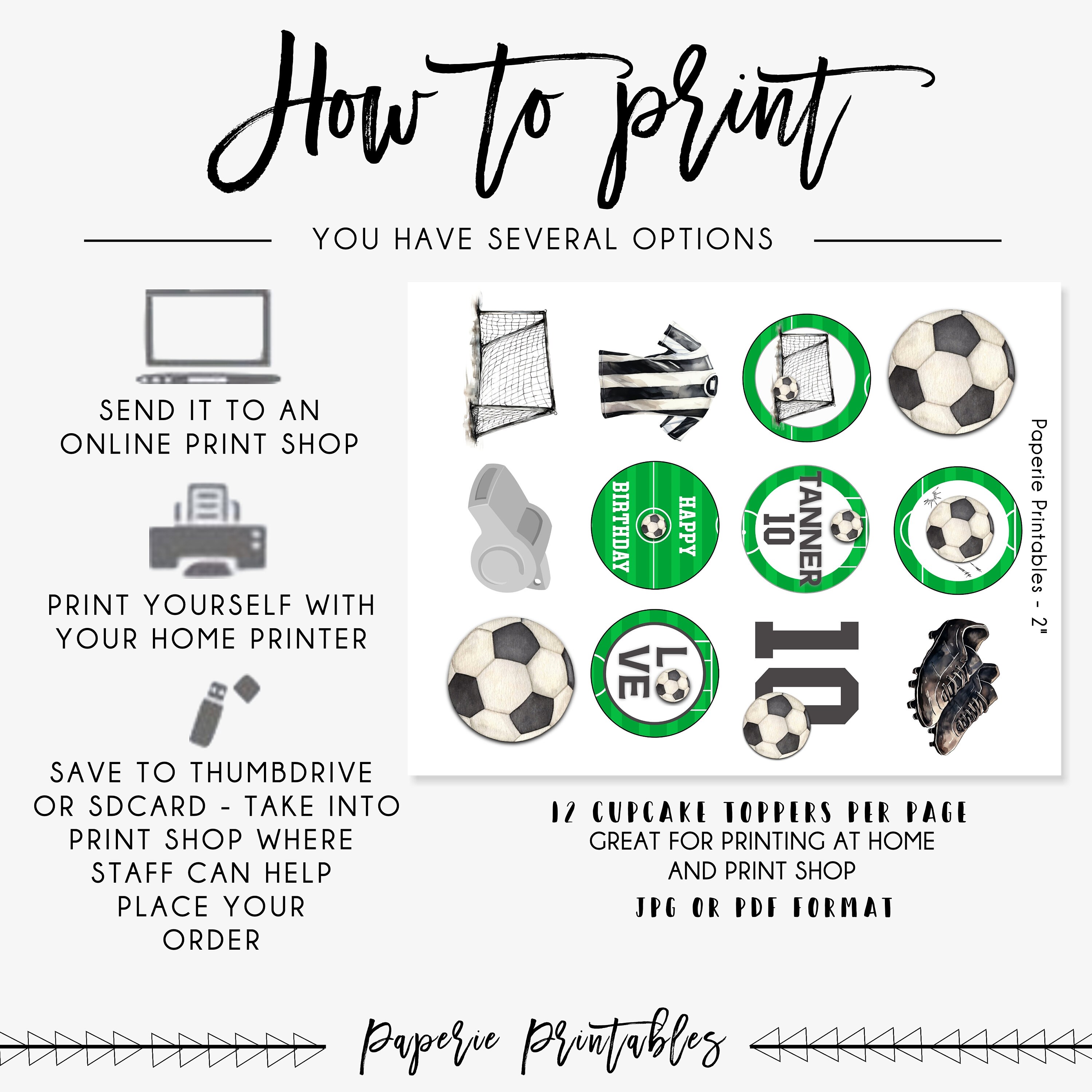 Editable Soccer Cupcake Toppers: DIY Party Decor (digital Download) # ...