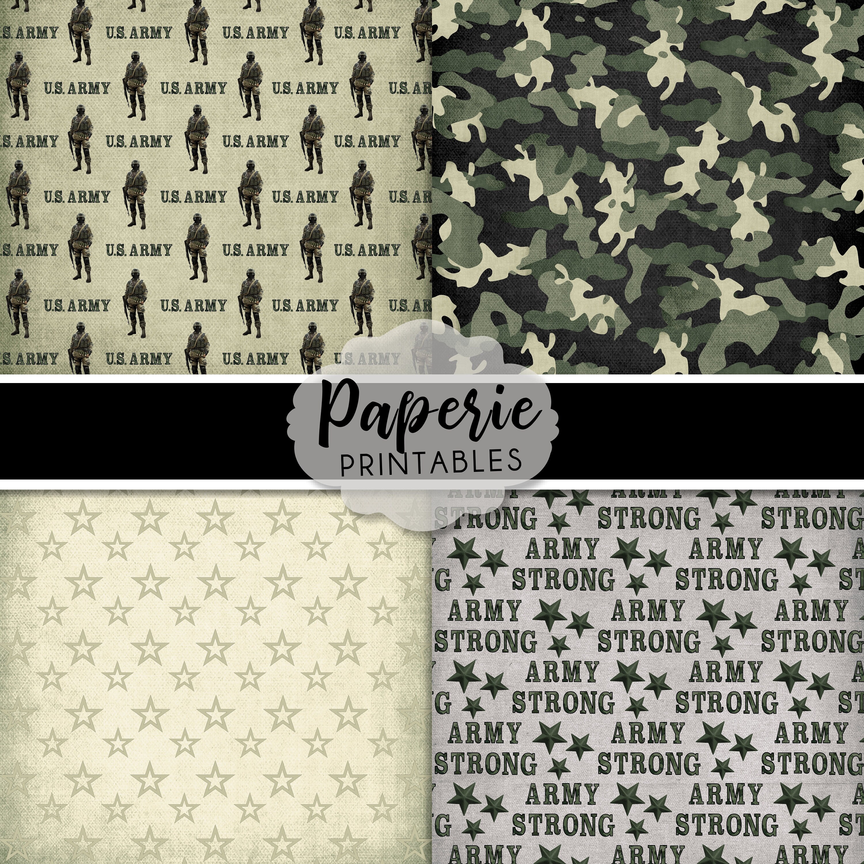 Army Camouflage Digital Paper Pack: Scrapbooking Clipart (digital ...
