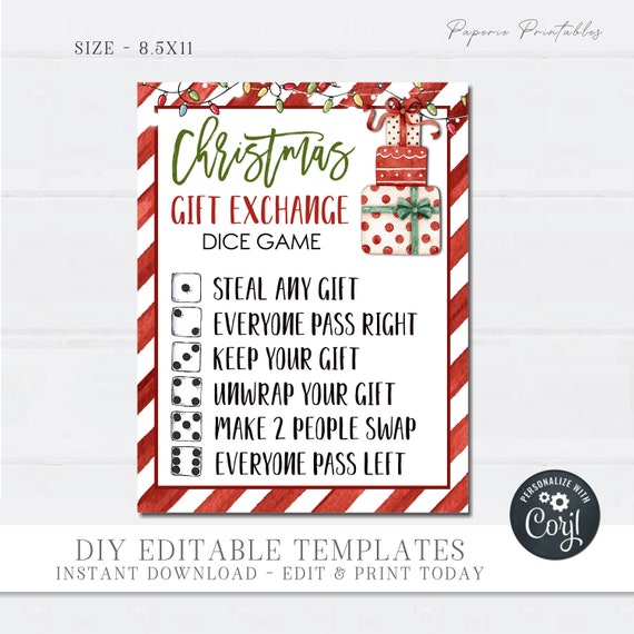 Free Printable Christmas Dice Game For Gift Exchanges