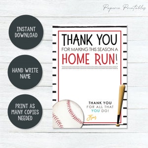 EDITABLE Baseball Coach Appreciation Gift Card Holder, Season a Home ...