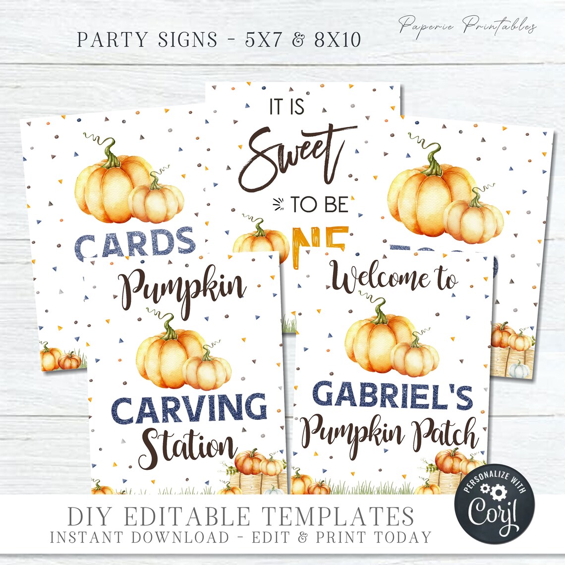 Editable Boy Pumpkin Party Signs Little Pumpkin Party Signs - Etsy