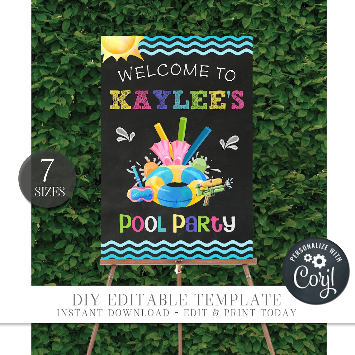 Editable Pool Party Welcome Sign Pool Party Welcome Poster - Etsy