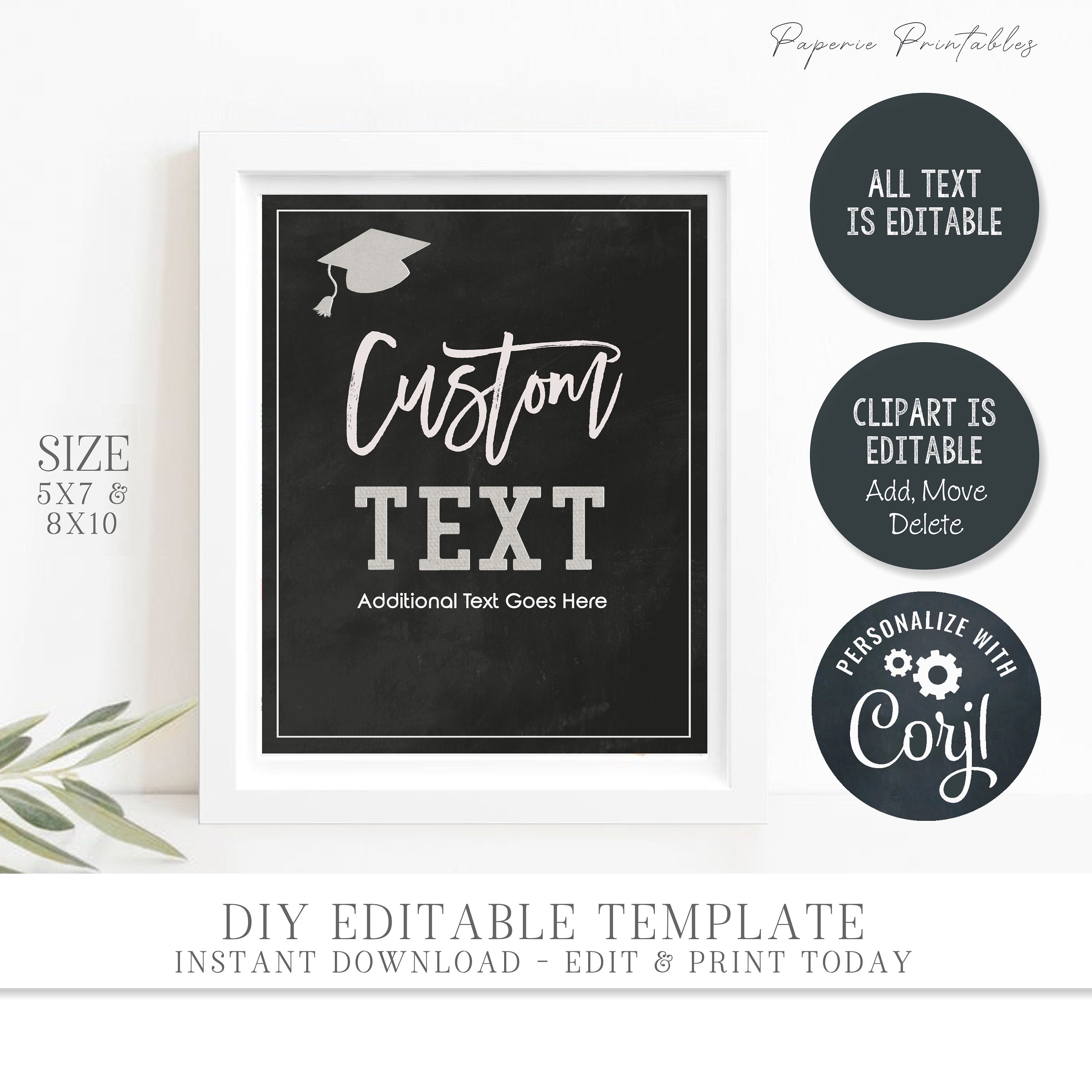 Graduation Text Box Editable Editable Graduation Party Signs: Tassel Worth the Hassle (digital ...