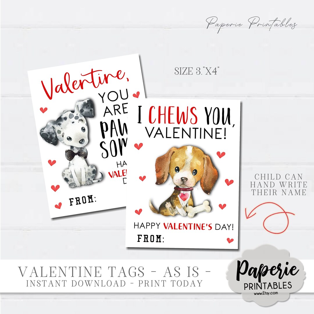 Kids Valentine Cards, Dog Valentine Card, Puppy Valentine Cards, Puppy ...