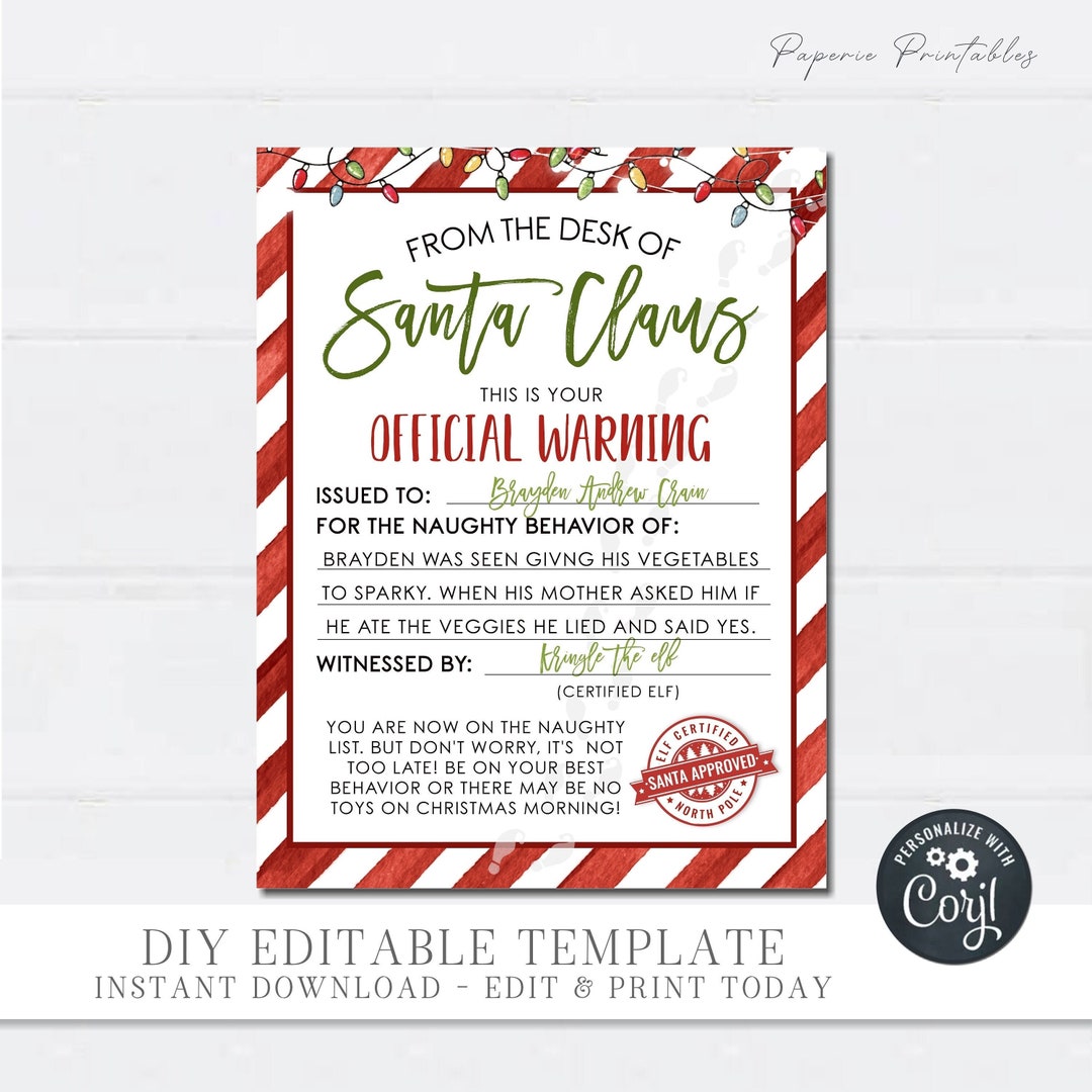 EDITABLE Santa s Naughty List Notification Letter Naughty List EDITABLE Santa s Naughty List Notification Letter Naughty List