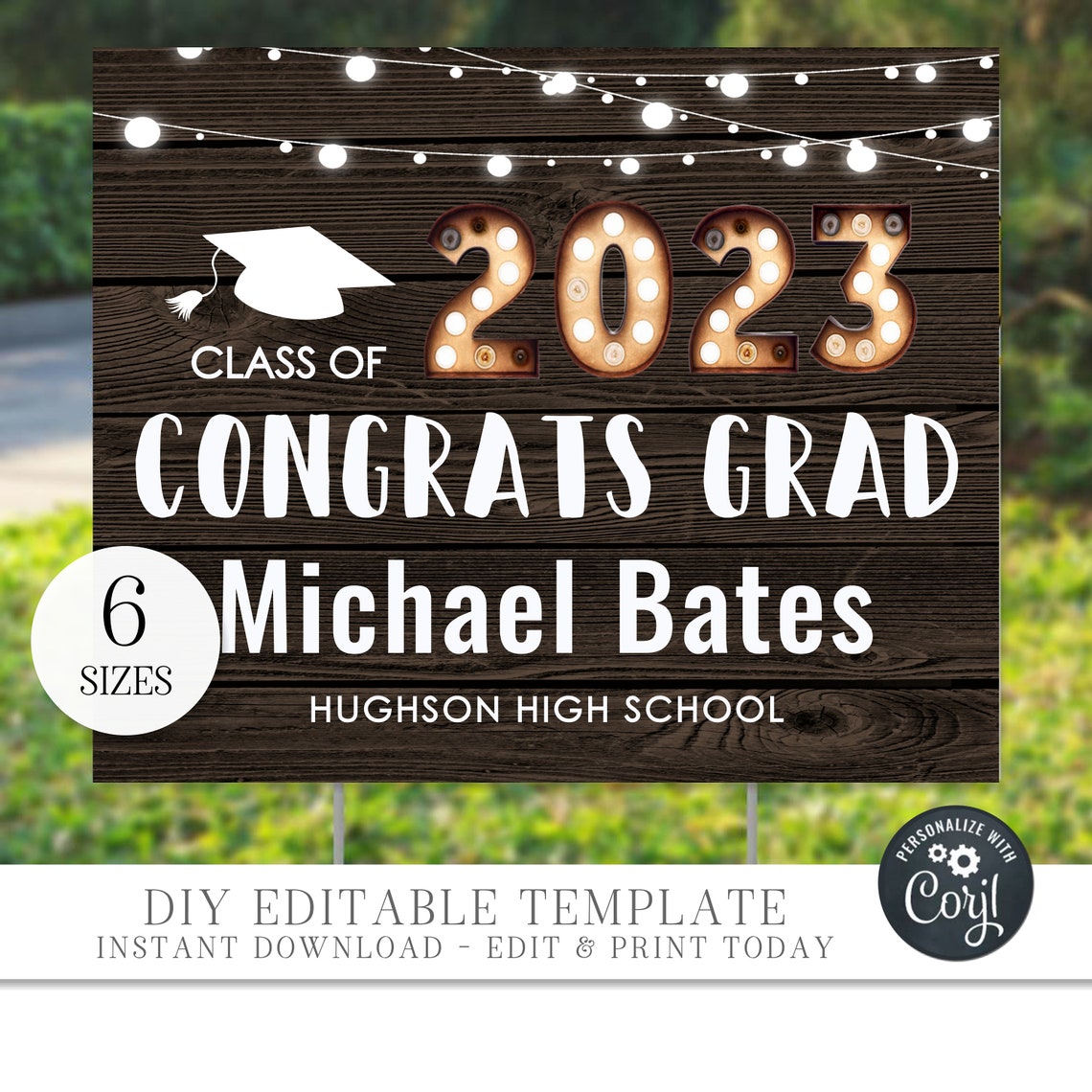 EDITABLE Graduation Yard Sign Class of 2023 Graduation Sign - Etsy