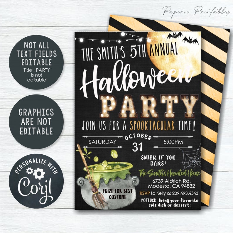 EDITABLE Halloween Party Invitation Halloween Party Template Halloween Invitation Printable Halloween Printable DIY with Corjl HP09 image 6