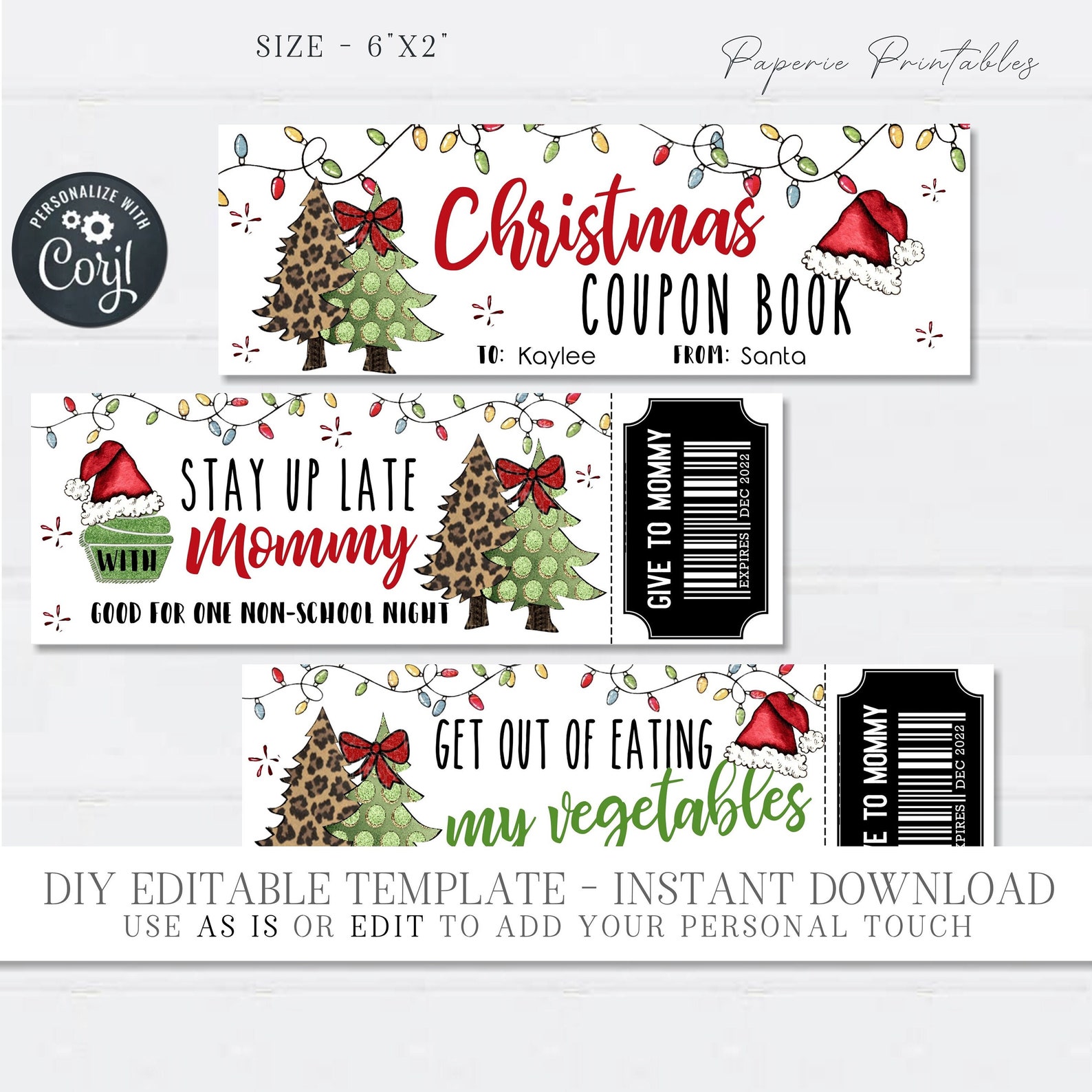 EDITABLE Christmas Coupon Book Christmas Coupons for Kids Etsy