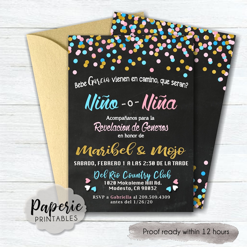Spanish Gender Reveal Party Invitation Gender Reveal Party Etsy