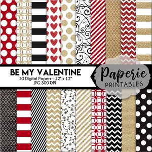 Valentine Pattern Digital Paper - 12x12 Digital Scrapbooking Paper - 20 Papers - Valentine Scrapbook Paper - Heart Paper - Instant Download-