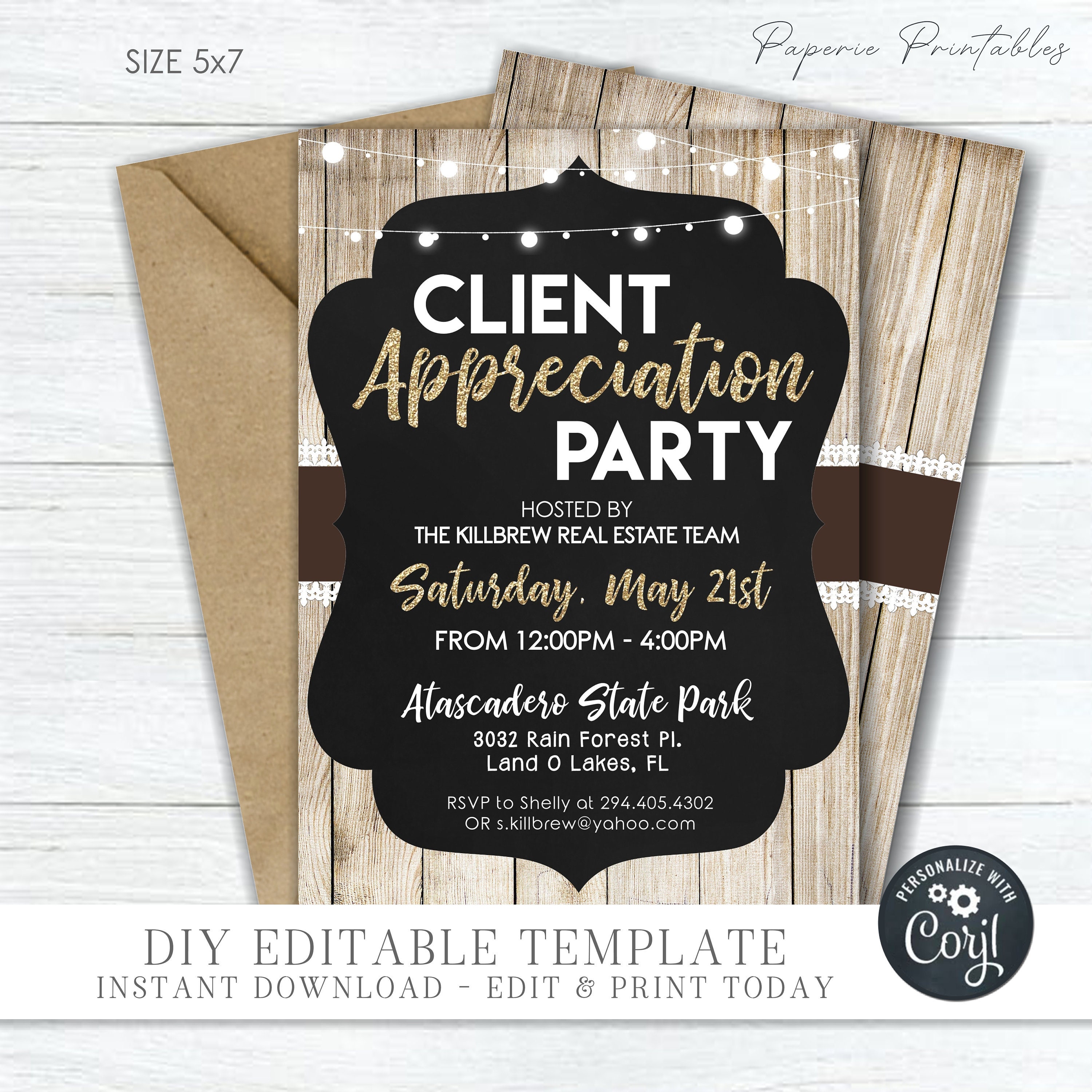 EDITABLE  Client Appreciation Party Invitation - Realtor Appreciation Invitation - Employee Appreciation Invitation - DIY Corjl - #COP02