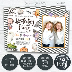EDITABLE Halloween Birthday Invitation, Boo Halloween Birthday, Siblings Halloween Invitation, Boo-thday Party, DIY with Corjl BP129 5 image 9