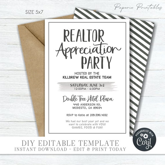 EDITABLE Realtor Appreciation Party Invitation Client -  Portugal