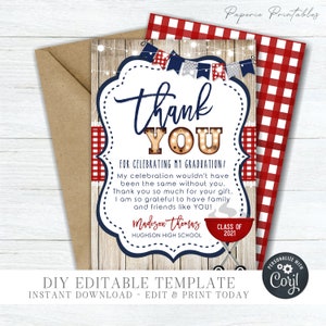 EDITABLE Graduation BBQ Thank You Card, Thank You Graduation Card, Photo Thank You Graduation Card, Class of 2023 - DIY Corjl - #GP12