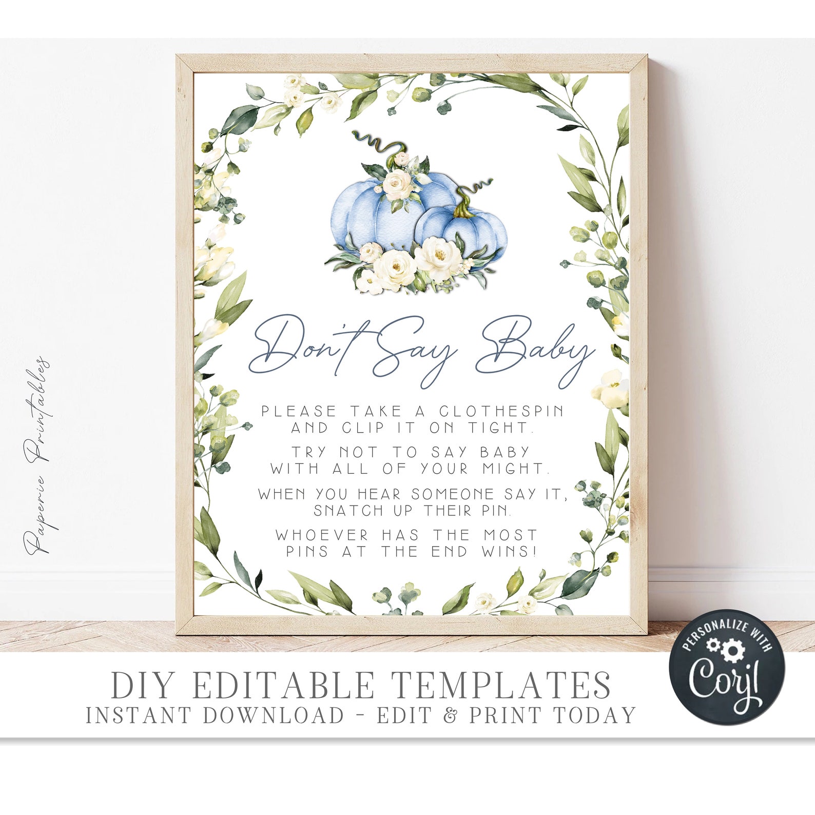 EDITABLE Don't Say Baby Printable Baby Shower Game Sign - Etsy