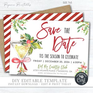 EDITABLE Save the Date Christmas Invitation, Christmas Party Save the Date, Save the Date Christmas Party Invitation, DIY Corjl #CP55 (9a)