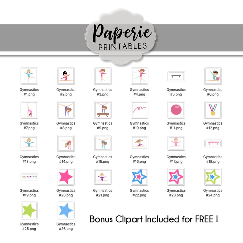 Gymnastics Routine Paper Gymnastics Digital Paper Pack: Scrapbooking Clipart (instant Download ...