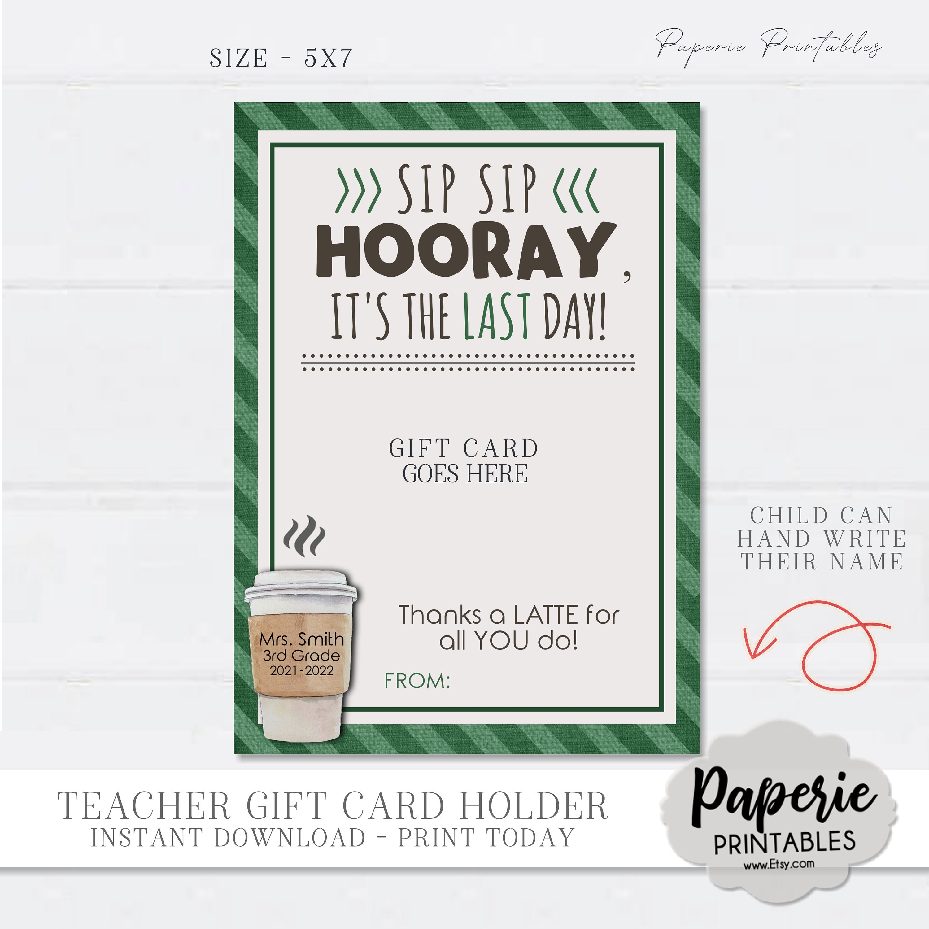 EDITABLE Last Day of School Coffee Teacher Tag, SIP SIP Hooray! It's ...
