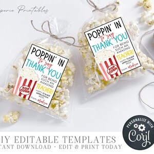EDITABLE Popcorn Teacher Appreciation Gift Tag, Teacher Appreciation ...