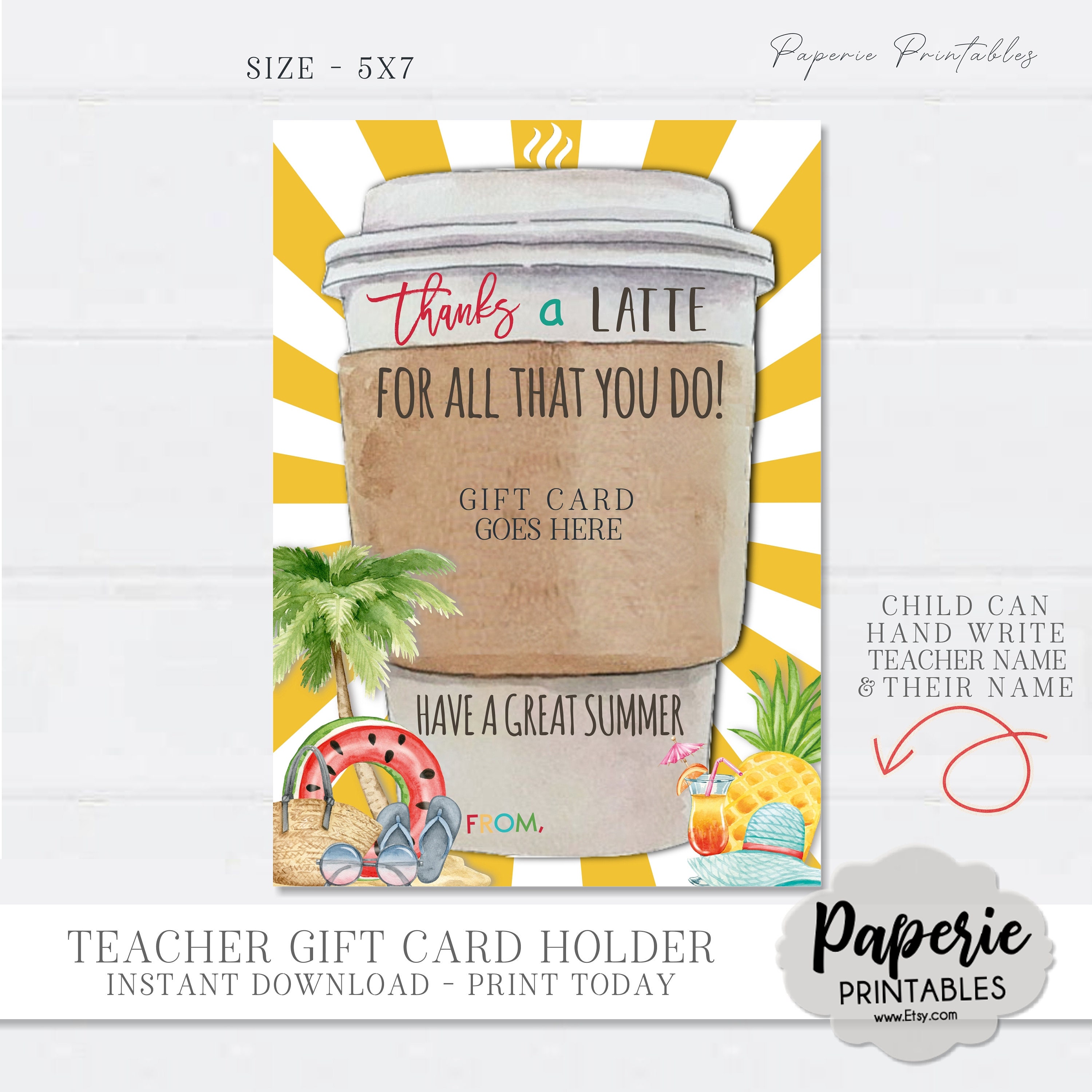 EDITABLE Thanks a LATTE for All You Do Coffee Gift Card for - Etsy