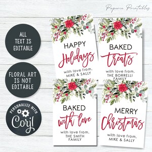 Editable Christmas Gift Tags DIY Gift Tags Merry Christmas Gift Tags Floral Christmas Gift Tags Baked with Love Edit Corjl CT12 Bild 4