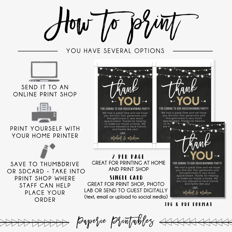 EDITABLE Housewarming Thank You Card Chalkboard Housewarming Etsy