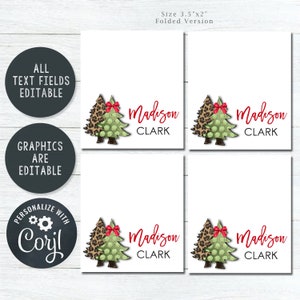 Editable Christmas Place Cards, Holiday Place Cards, Christmas Place ...