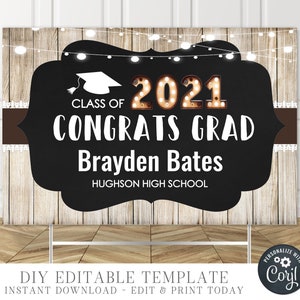 EDITABLE Rustic Graduation Yard Sign Congrats Grad Yard Sign - Etsy
