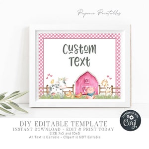 EDITABLE Farm Party Signs DIY Barnyard Party Signs Grazing Station ...