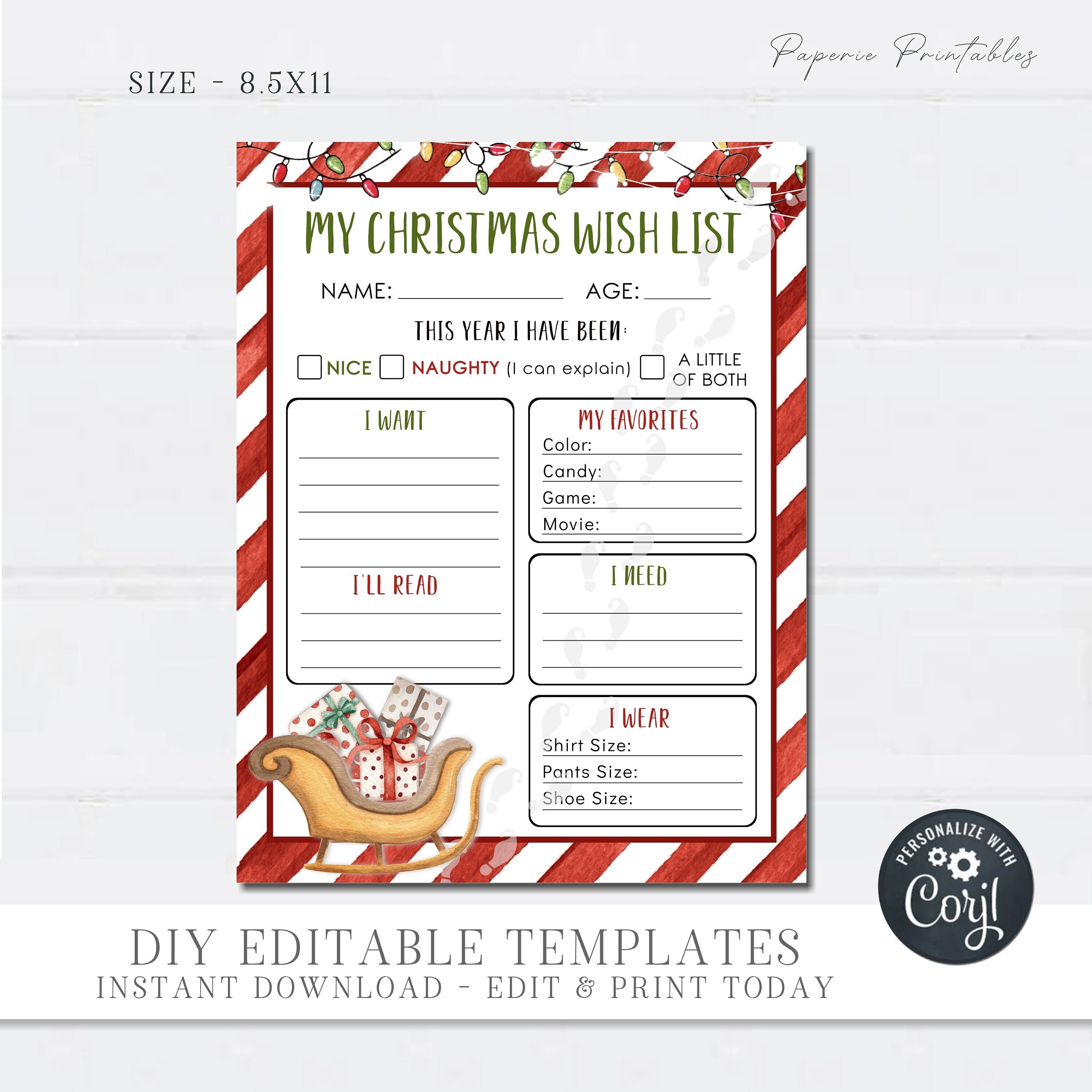 Christmas List Template Ubicaciondepersonas cdmx gob mx