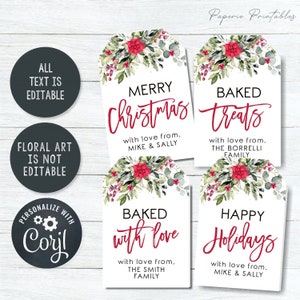 Editable Christmas Gift Tags DIY Gift Tags Merry Christmas Gift Tags Floral Christmas Gift Tags Baked with Love Edit Corjl CT12 Bild 3