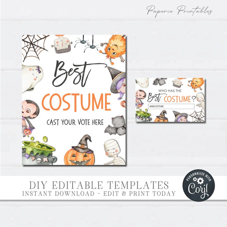 EDITABLE Best Costume Halloween Printable Best Costume - Etsy